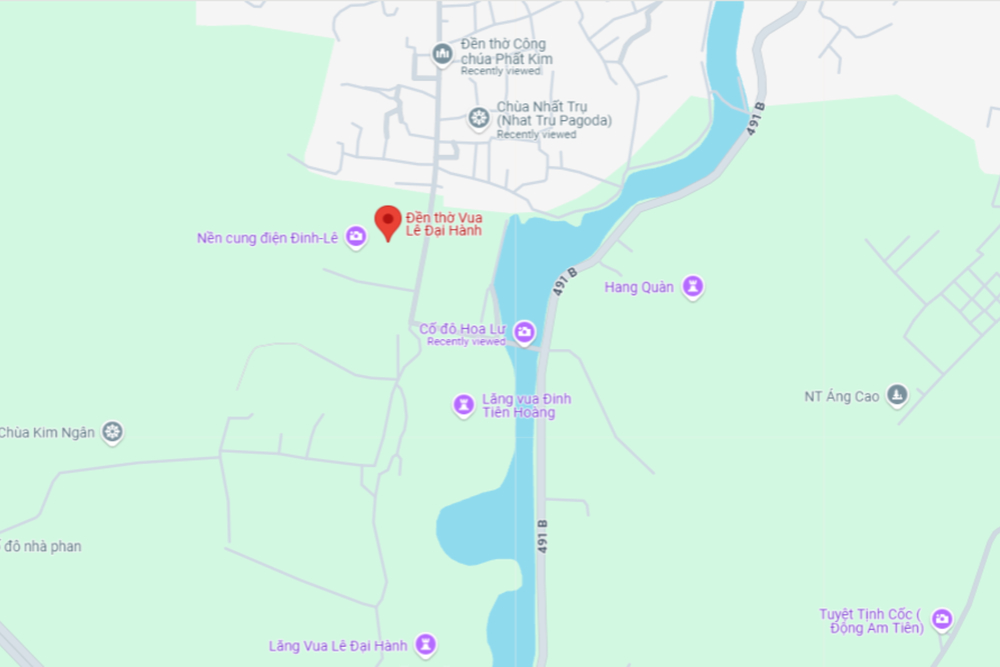 Vị trí đền thờ vua Lê Đại Hành